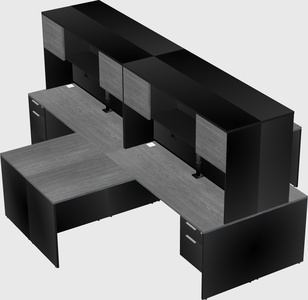 Quad l-shaped office desks