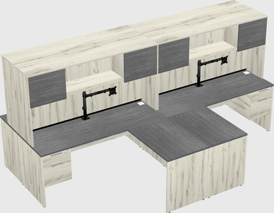Quad l-shaped office desks