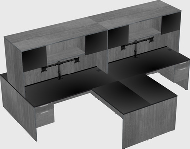 Quad l-shaped office desks