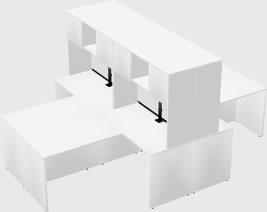 Quad l-shaped office desks