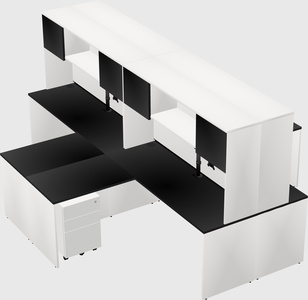 Quad l-shaped office desks