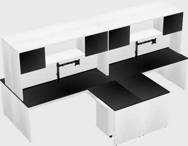 Quad l-shaped office desks