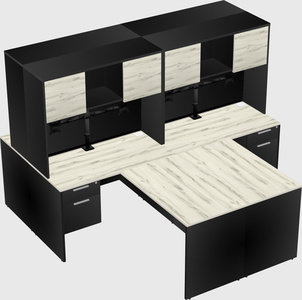 Quad l-shaped office desks