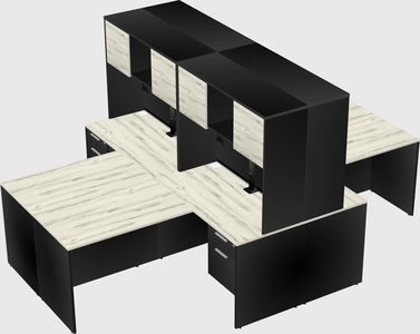 Quad l-shaped office desks