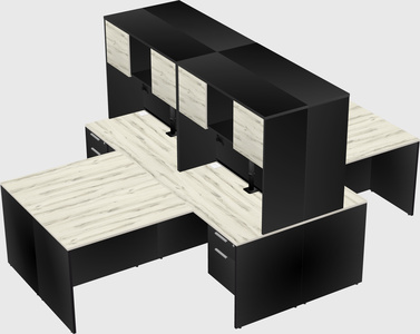 Quad l-shaped office desks