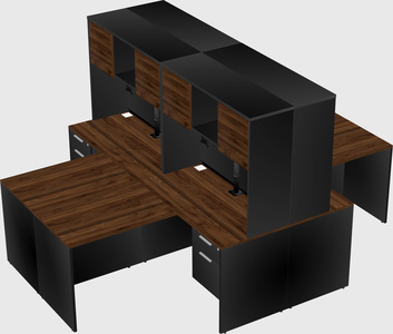 Quad l-shaped office desks