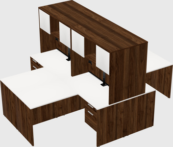 Quad l-shaped office desks