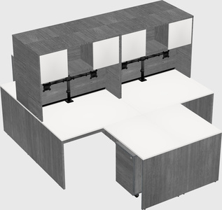 Quad l-shaped office desks