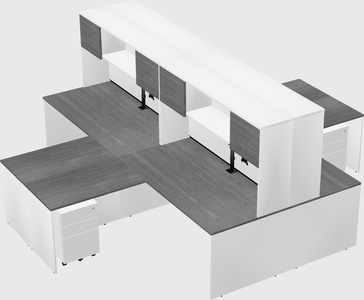 Quad l-shaped office desks