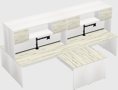 Quad l-shaped office desks