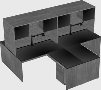 Quad l-shaped office desks