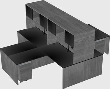 Quad l-shaped office desks