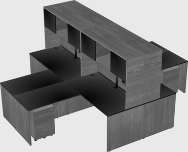 Quad l-shaped office desks