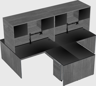 Quad l-shaped office desks