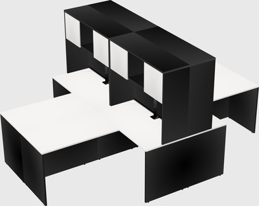 Quad l-shaped office desks