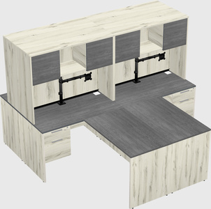 Quad l-shaped office desks