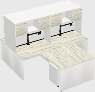 Quad l-shaped office desks