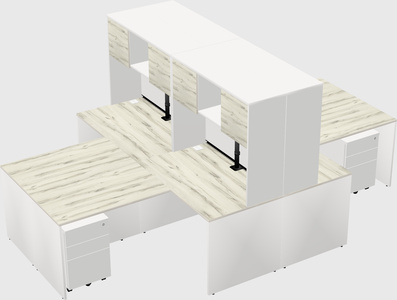 Quad l-shaped office desks