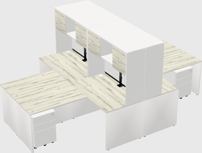 Quad l-shaped office desks