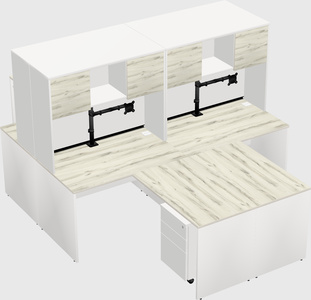 Quad l-shaped office desks