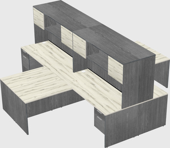 Quad l-shaped office desks