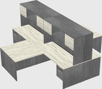 Quad l-shaped office desks