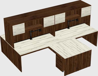 Quad l-shaped office desks