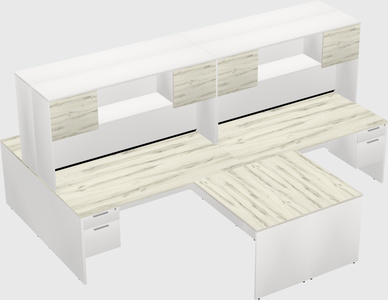 Quad l-shaped office desks