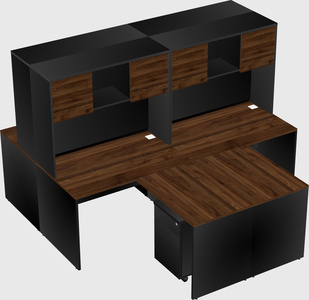 Quad l-shaped office desks