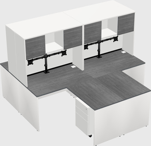 Quad l-shaped office desks