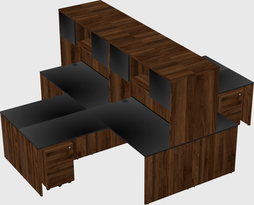 Quad l-shaped office desks