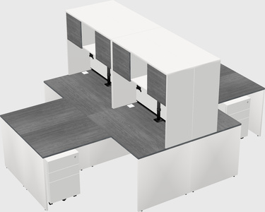 Quad l-shaped office desks