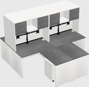 Quad l-shaped office desks