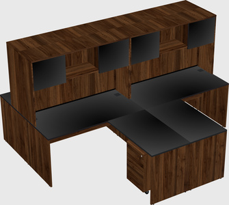 Quad l-shaped office desks