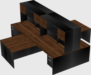 Quad l-shaped office desks