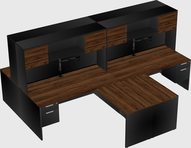 Quad l-shaped office desks