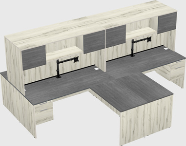 Quad l-shaped office desks