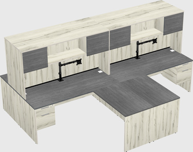 Quad l-shaped office desks
