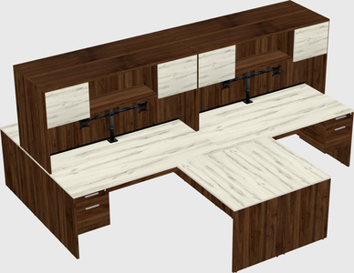Quad l-shaped office desks