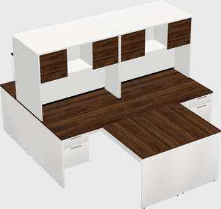 Quad l-shaped office desks