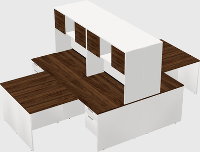 Quad l-shaped office desks