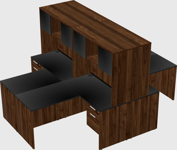 Quad l-shaped office desks