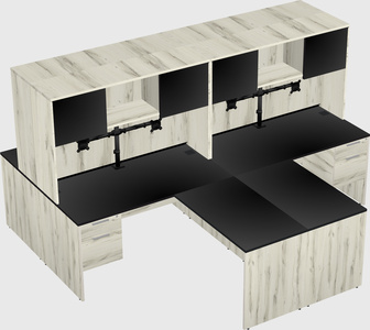 Quad l-shaped office desks