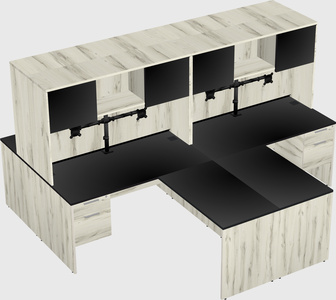Quad l-shaped office desks
