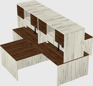 Quad l-shaped office desks