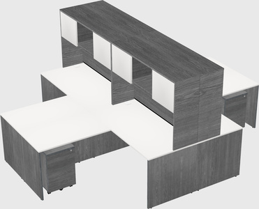 Quad l-shaped office desks
