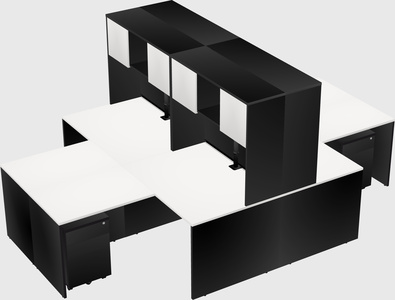 Quad l-shaped office desks