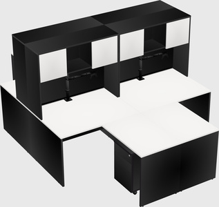 Quad l-shaped office desks