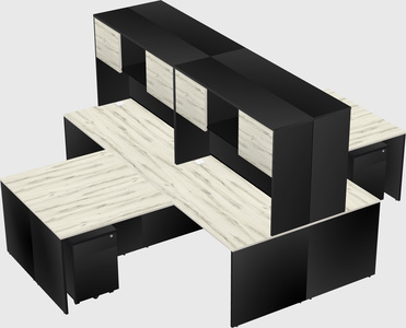 Quad l-shaped office desks