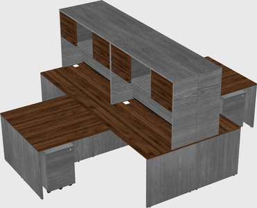 Quad l-shaped office desks